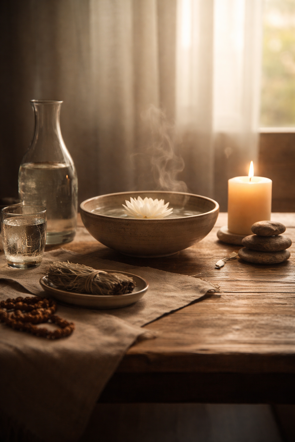 Stillness and fasting ritual setting